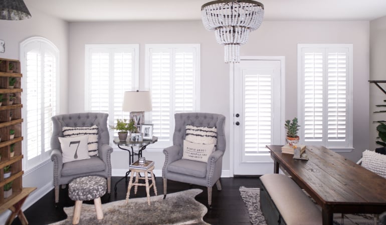 Plantation shutters in a St. George living room